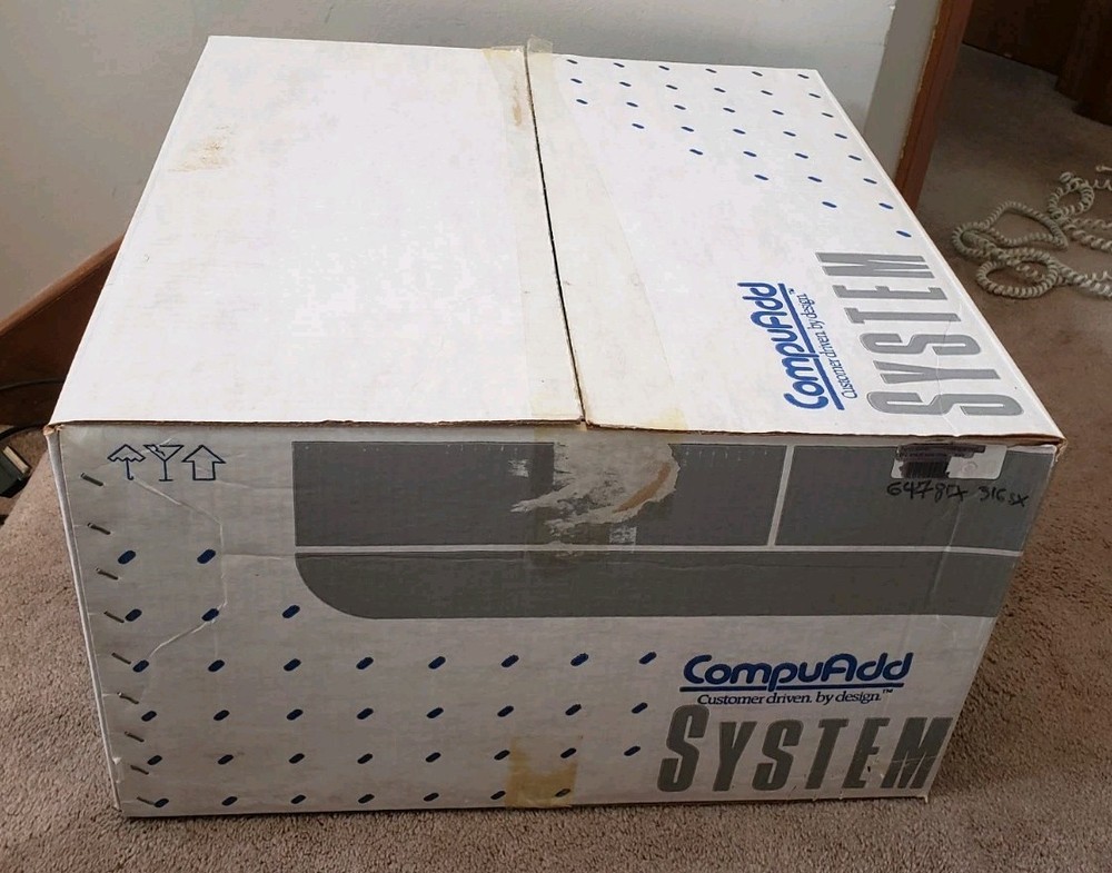 Vintage CompuAdd A002 Computer With Original Box, Keyboard, software, manual