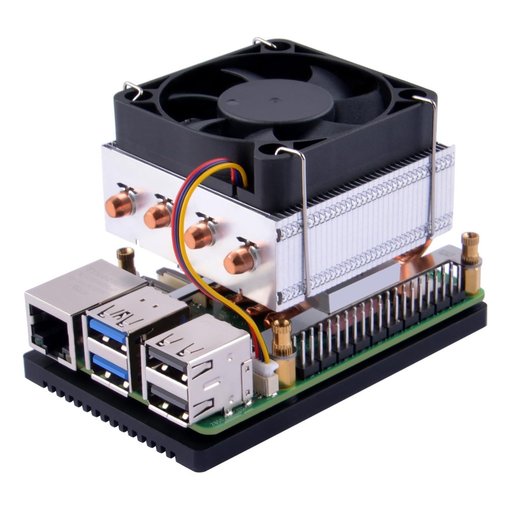 LowProfile Plus CPU Cooler for Raspberry Pi 5, Aluminum Active Cooler with Kü...