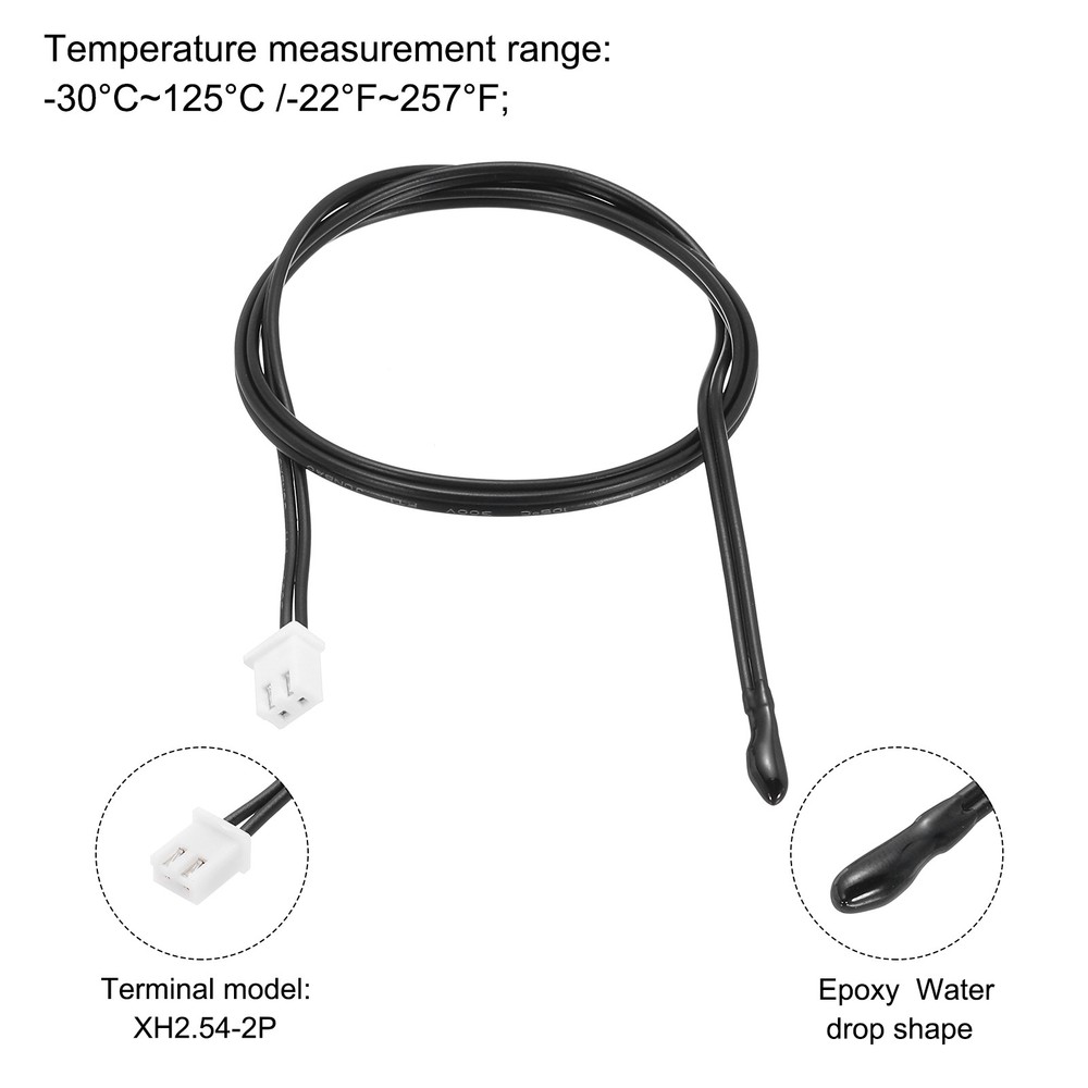 3 Pcs 10K NTC Thermal Sensor Probe,Epoxy Temp Sensor Probe 19.7 Inch