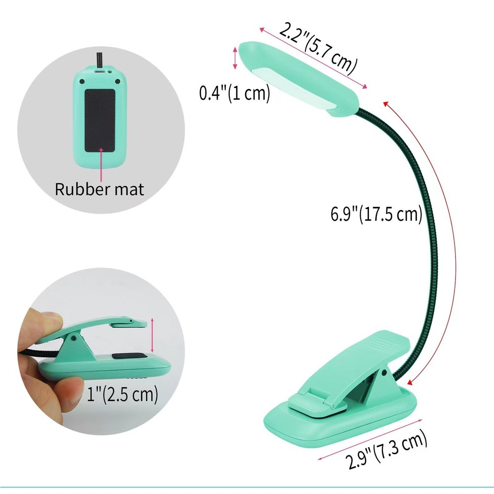 Rechargeable Book Reading Light, Portable Bendable Neck, Brightness Adjustabl...