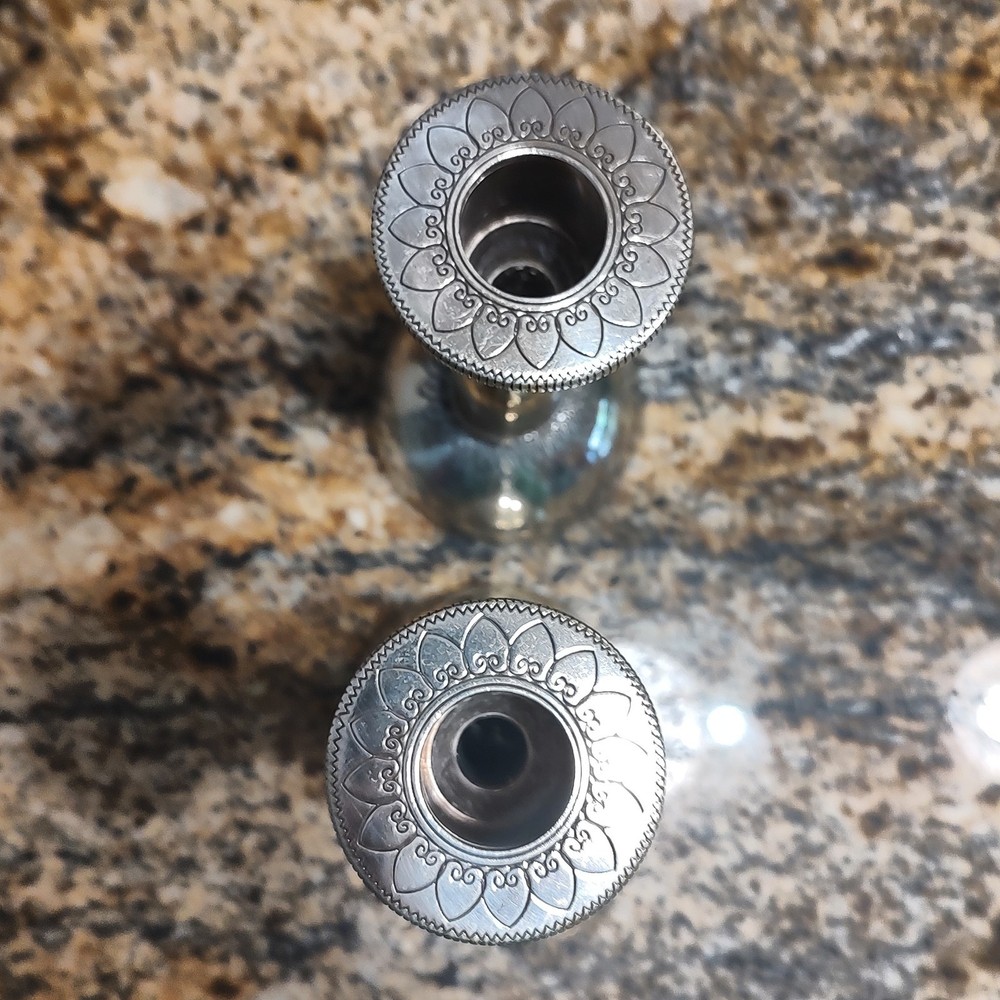 Brighton Silver Candle Holders Pair with Decorative Etching
