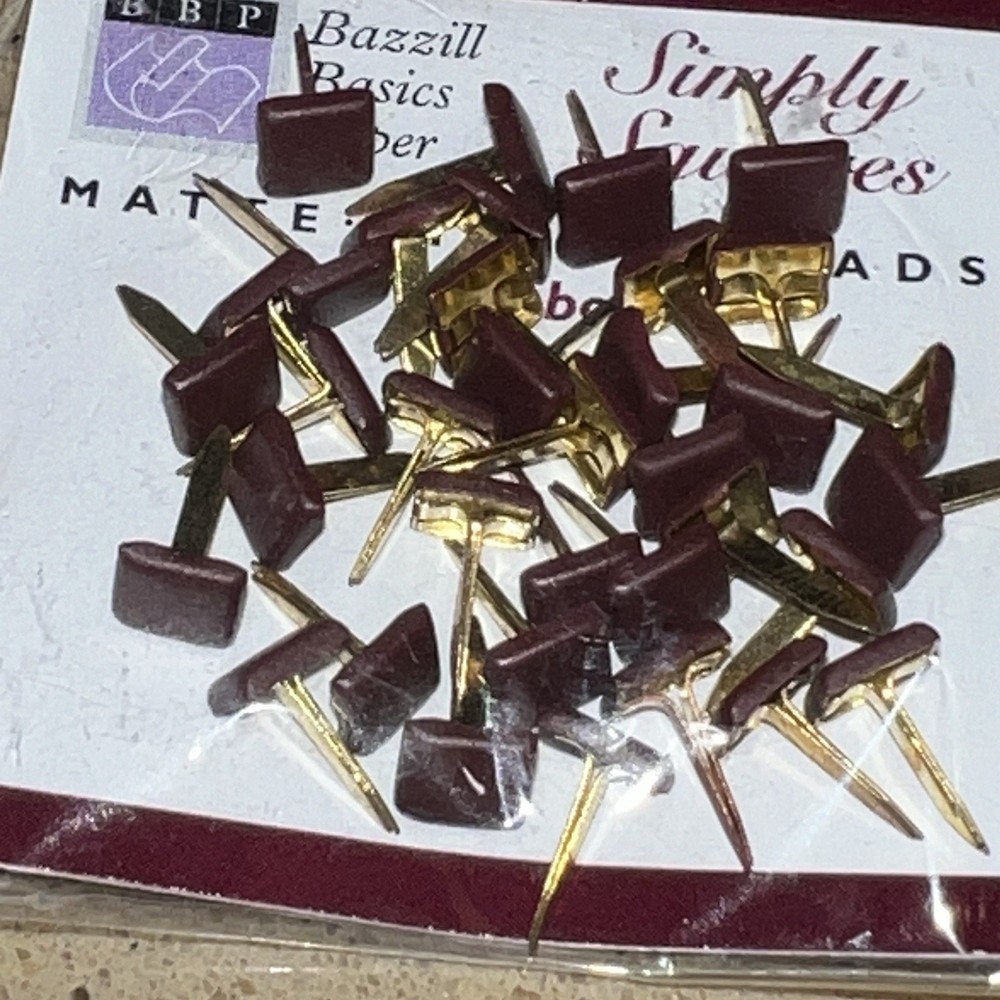 50 Bazzill Basic Brads Brown Matte Square 36 pack Scrapbooking Embellishments