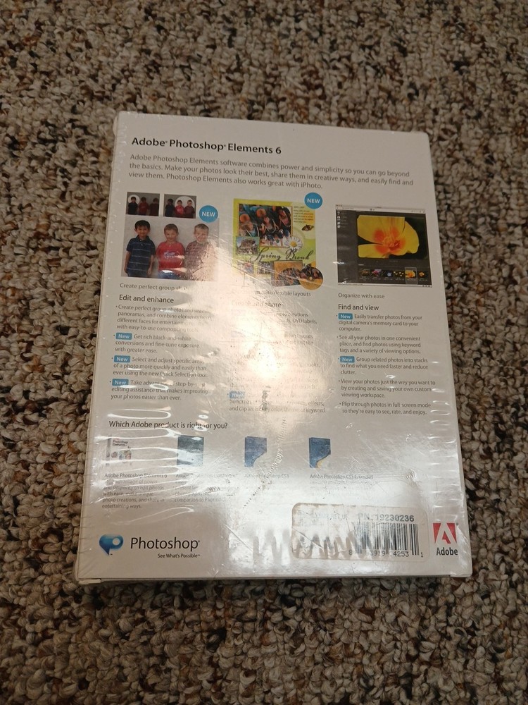 Adobe Photoshop Elements 6 Mac Sealed RTL Box 2008 iPhoto Compatible
