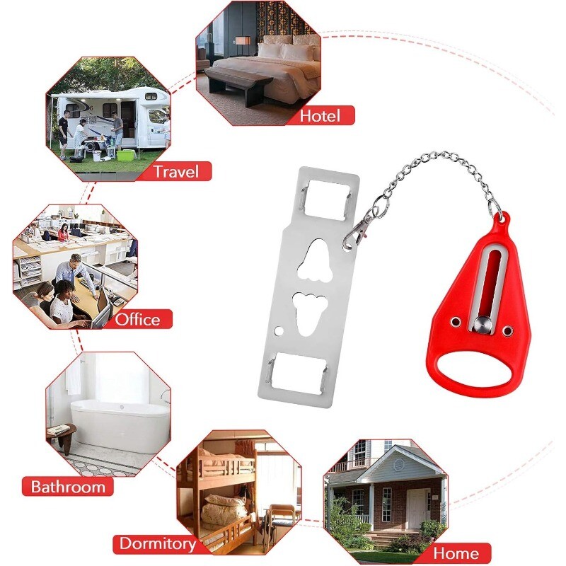 2 Pcs Heavy Portable Door Lock for Travel Door Lock Self-Defense Security Device