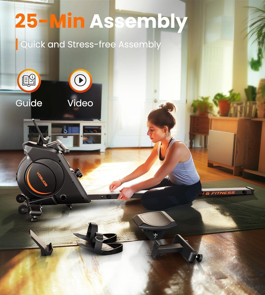 Magnetic Bluetooth Rowing Machine for Home | Silent, Comfortable & Durable