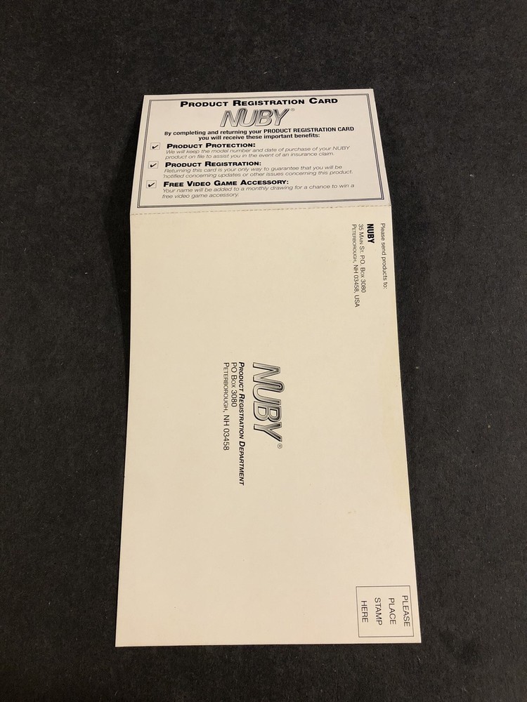 nuby playstation Registration Card Insert