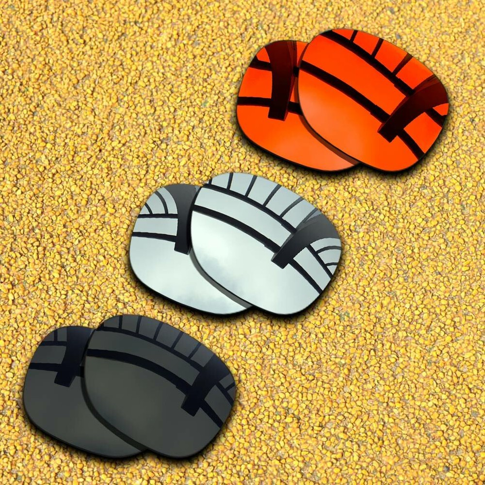 3 Sets Lenses Replacement for-Oakley Ojector Polarized-Black&Silver&Red