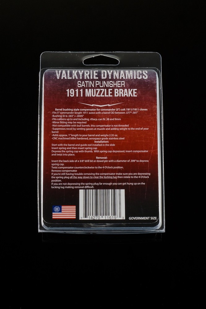 1911 .45 acp Mil-Spec muzzle brake SATIN PREDATOR compensator + FREE SPRING PLUG