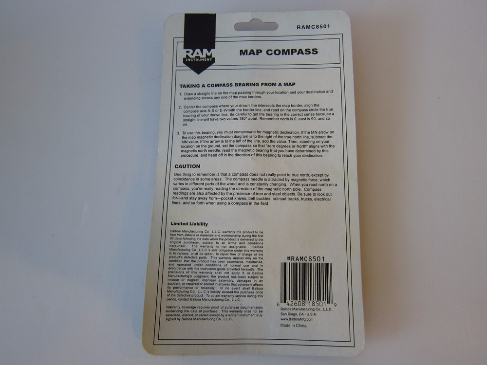 RAM Instrument RAMC8501 Portable Map Compass New