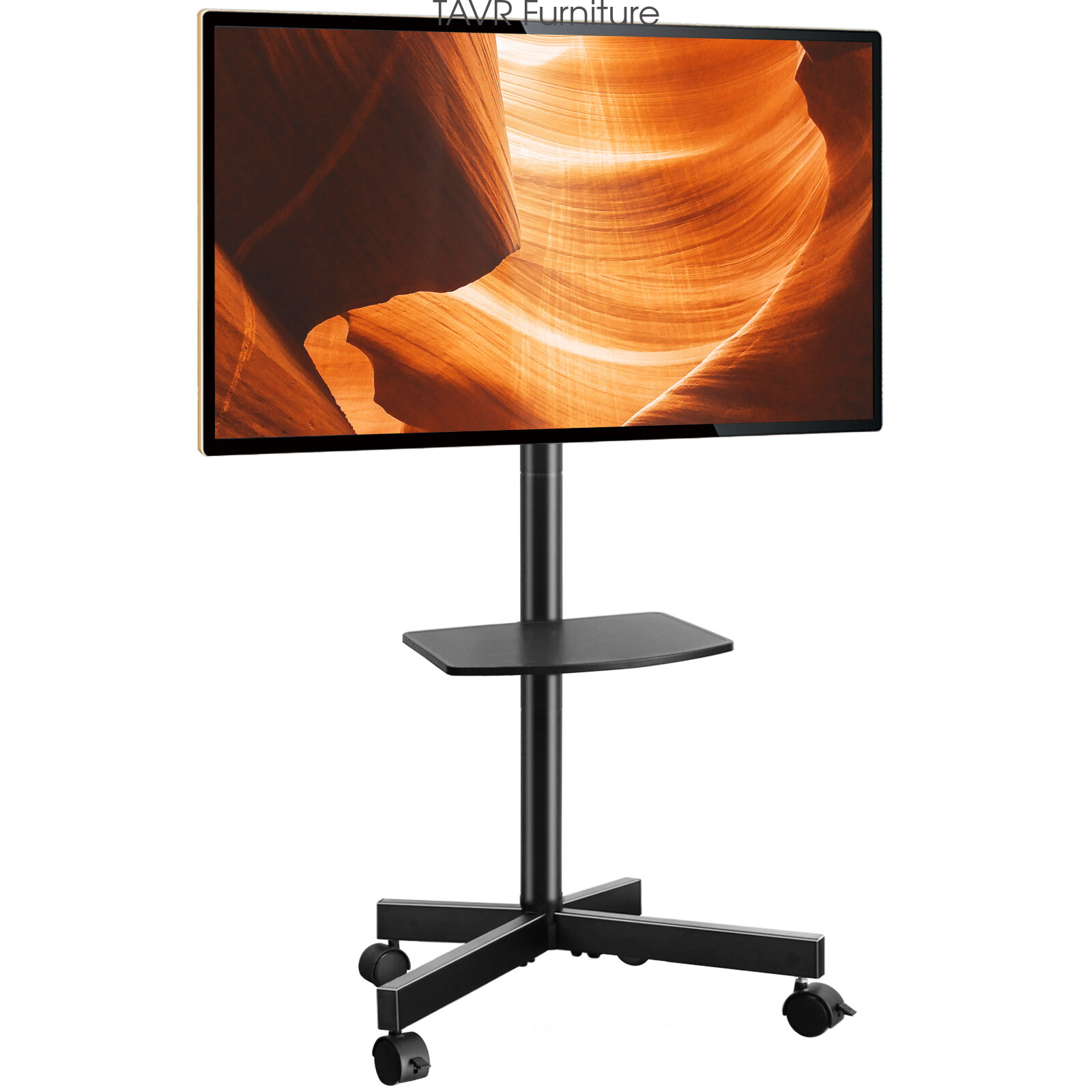 Mobile Rolling TV Stand TV Cart with Wheels for 32 to 60 inch Flat TVs, Shelf