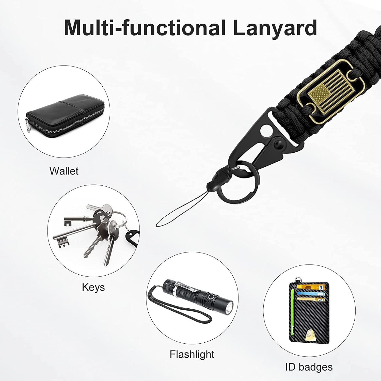 Key Lanyard Neck Lanyard Phone Lanyard Credential Holder Strap Paracord Lanyard