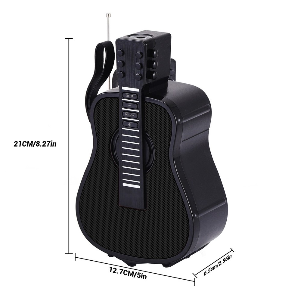 Portable Bluetooth Speaker Guitar Shaped Solar & USB Powered Telescoping Antenna