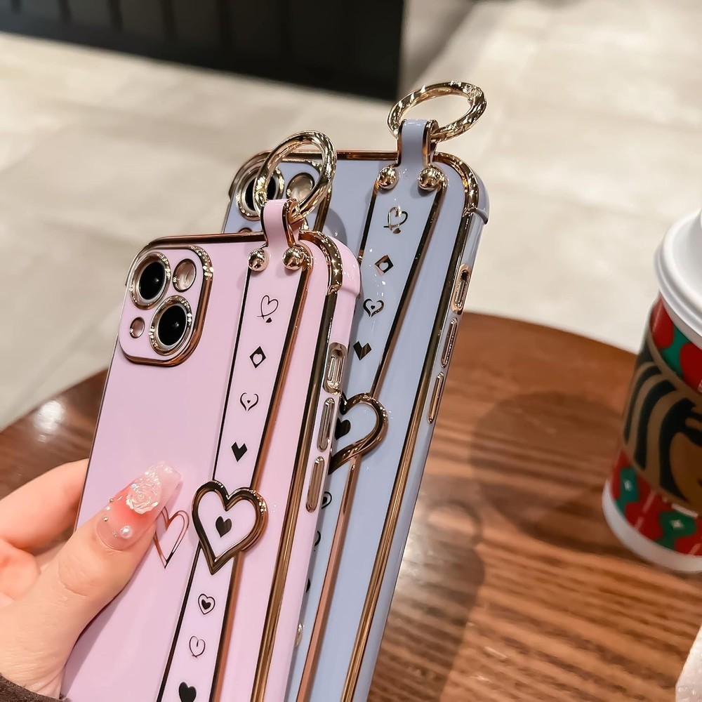 TQLGY Compatible with iPhone 14 Plus Case, Cute Electroplate Edge Bumper