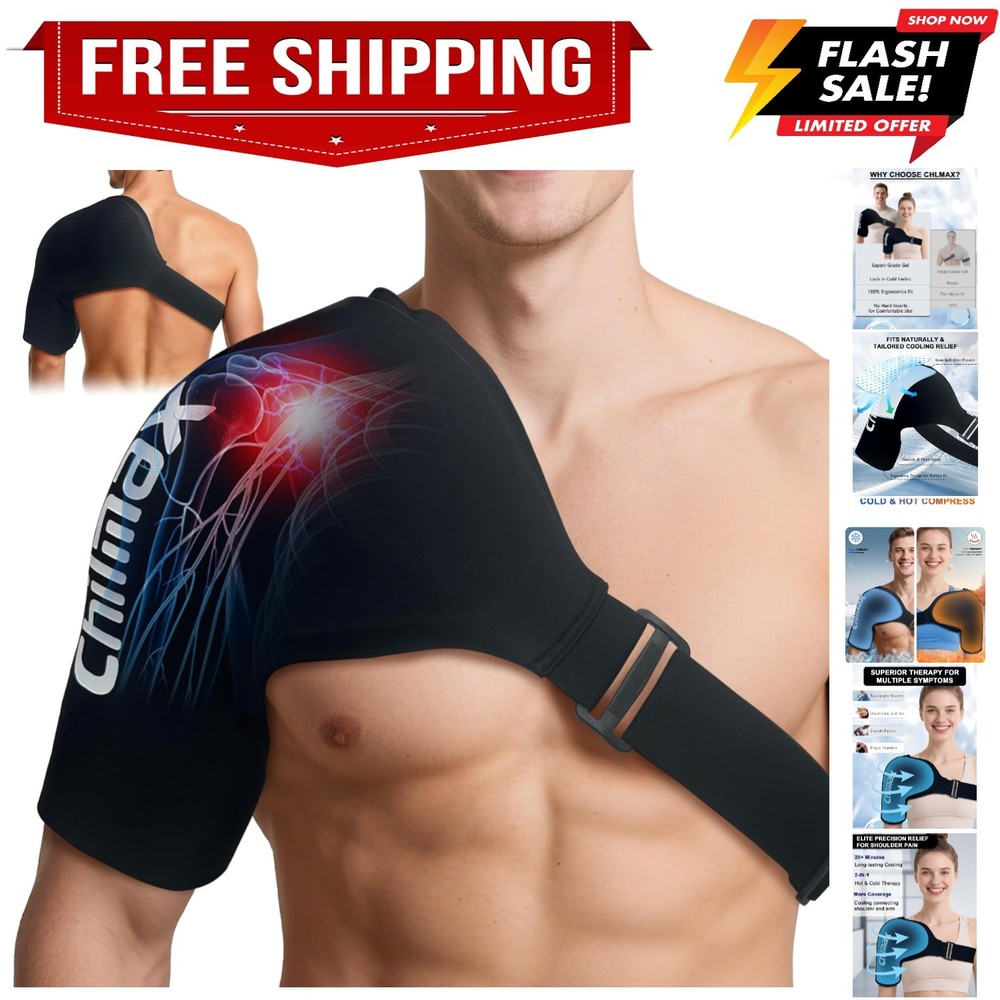 Shoulder Ice Pack Wrap, Reusable Hot and Cold Therapy Compression Wrap for Ro...