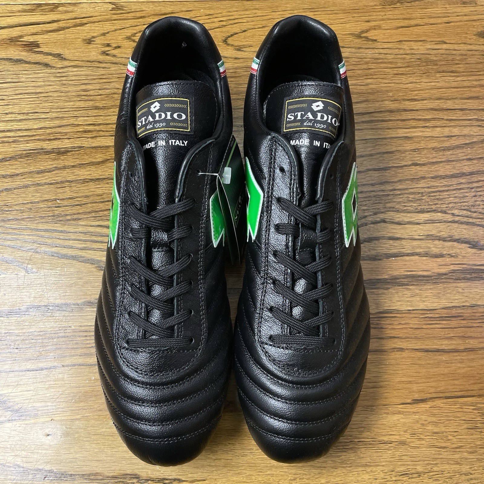 Lotto Stadio OG II FG Mens Sizes Soccer Cleats Shoes Black Spring Green Italy