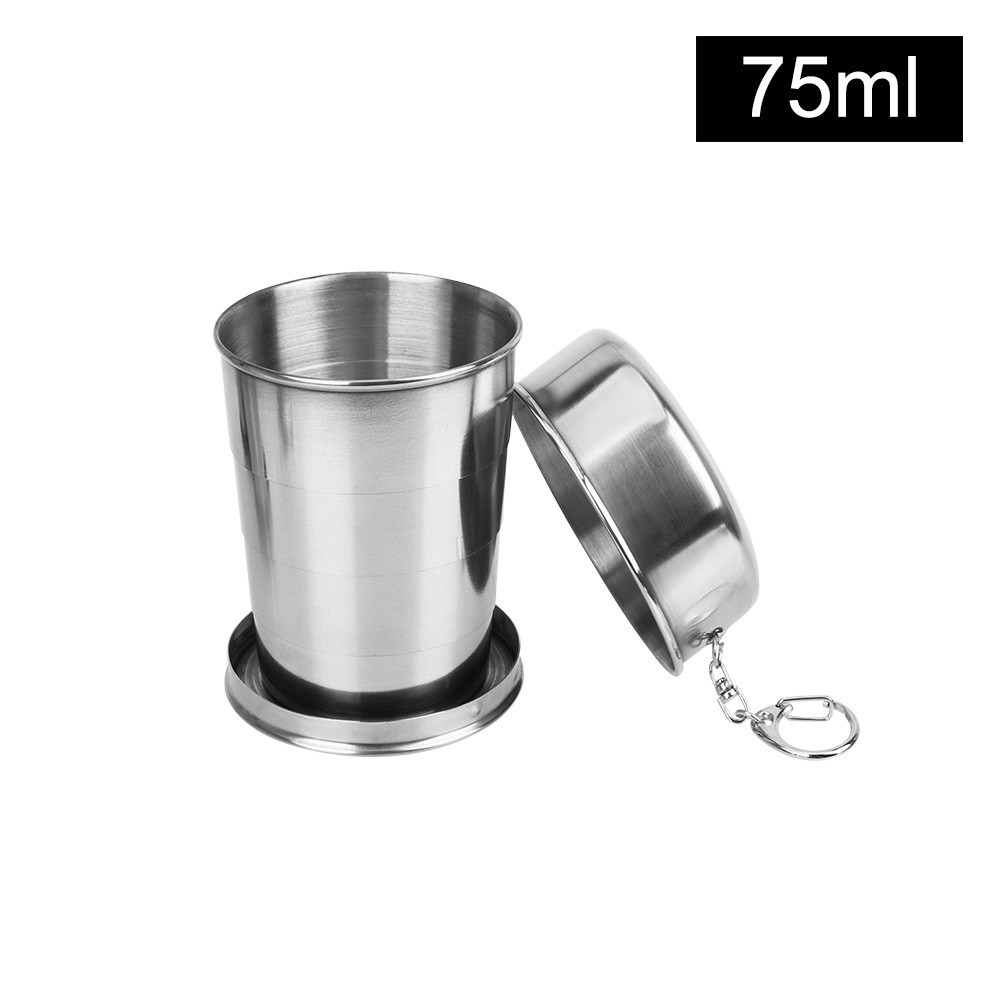 Portable Silver Stainless Steel Folding Cup Retractable Telescopic Collapsible