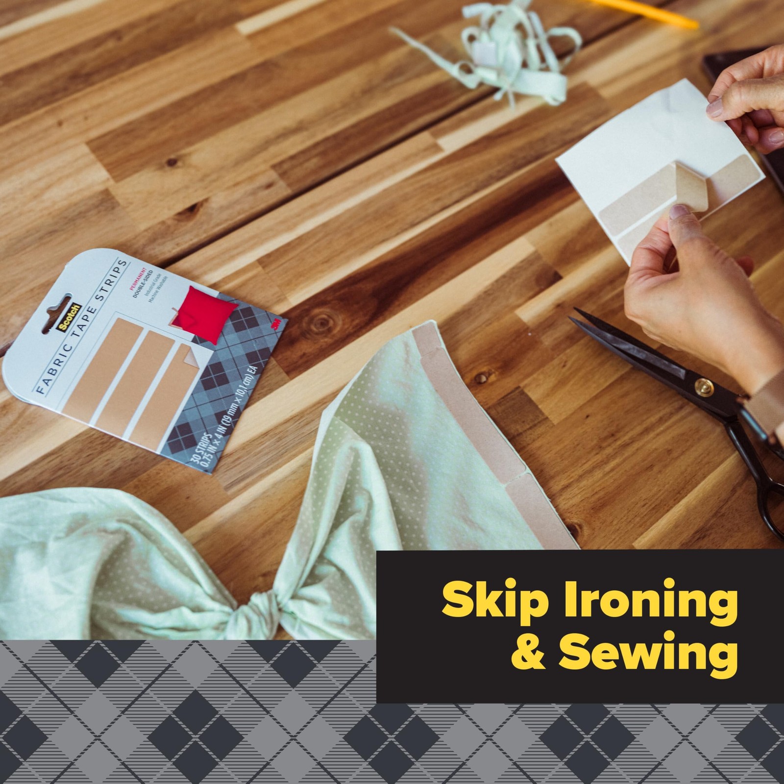 Scotch Permanent Fabric Tape Strips, 0.75 in. in x 4 x 0.01 in, Clear