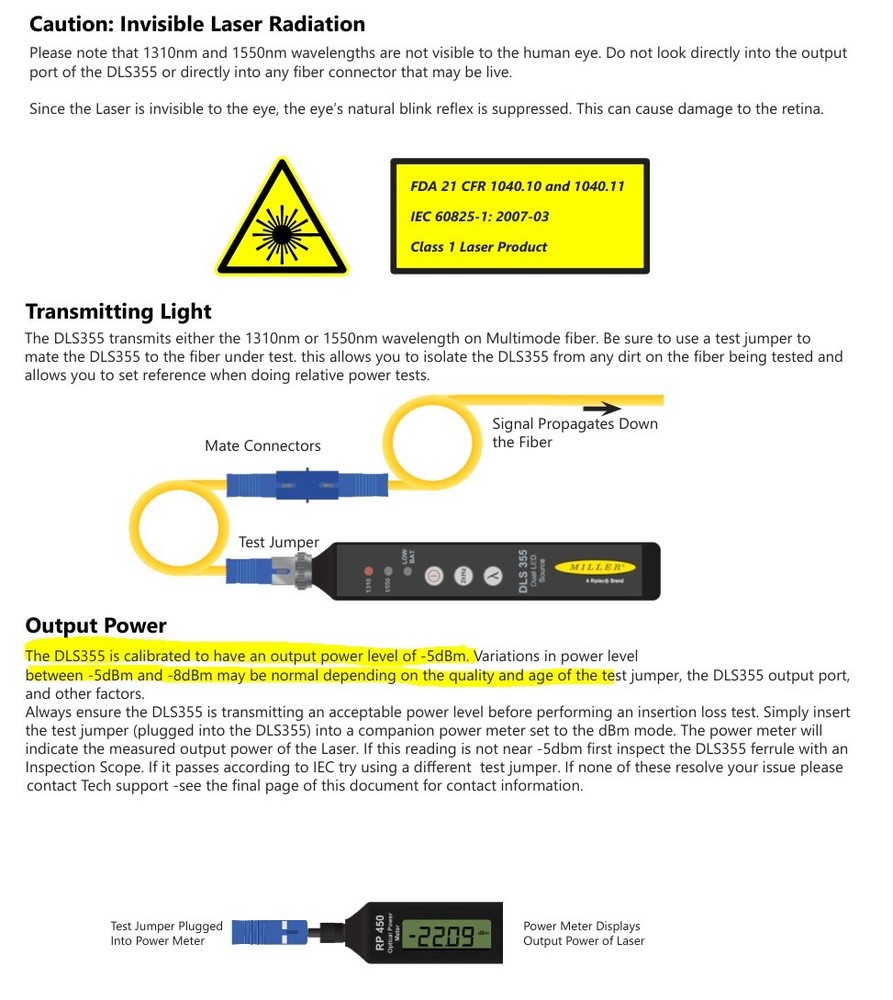 ODM DLS 355 + RP 450, adapters, test fiber, loop back (working kit)