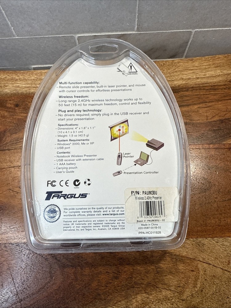 Targus PAUM30U 2.4GHz Notebook Wireless Presenter Laser Pointer Clicker