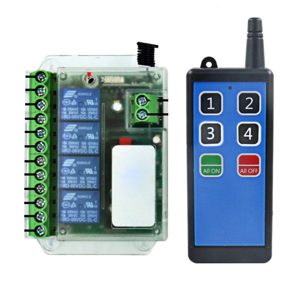 433mhz 4 Channels Remote Control Switch ON/OFF Relay Module Universal
