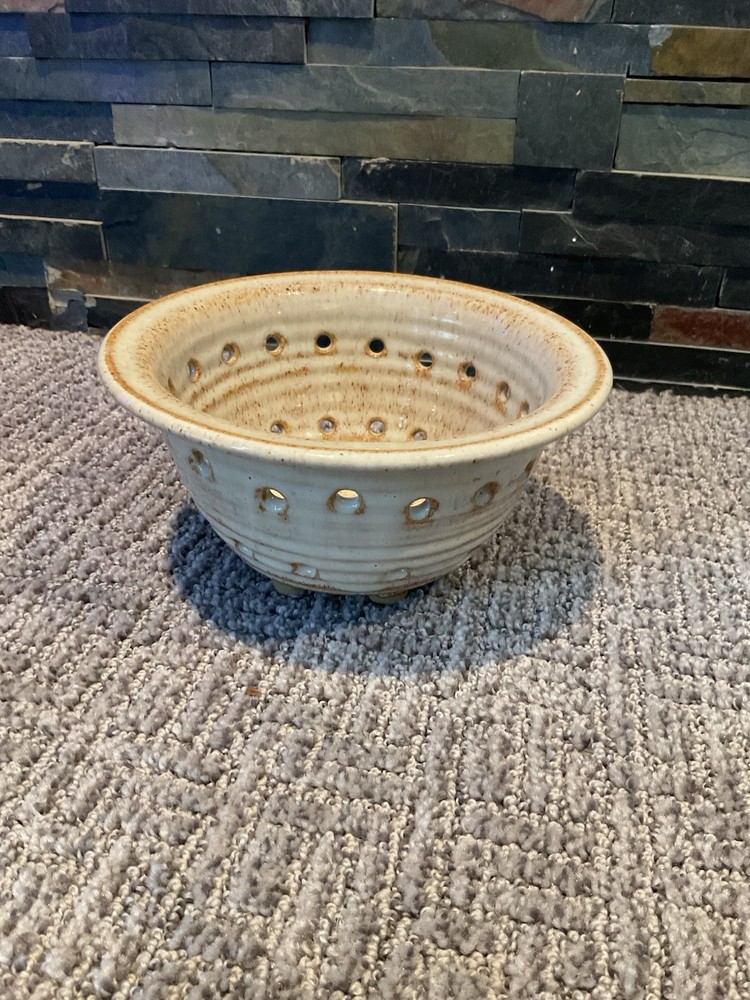 Vintage Ceramic Strainer Signed