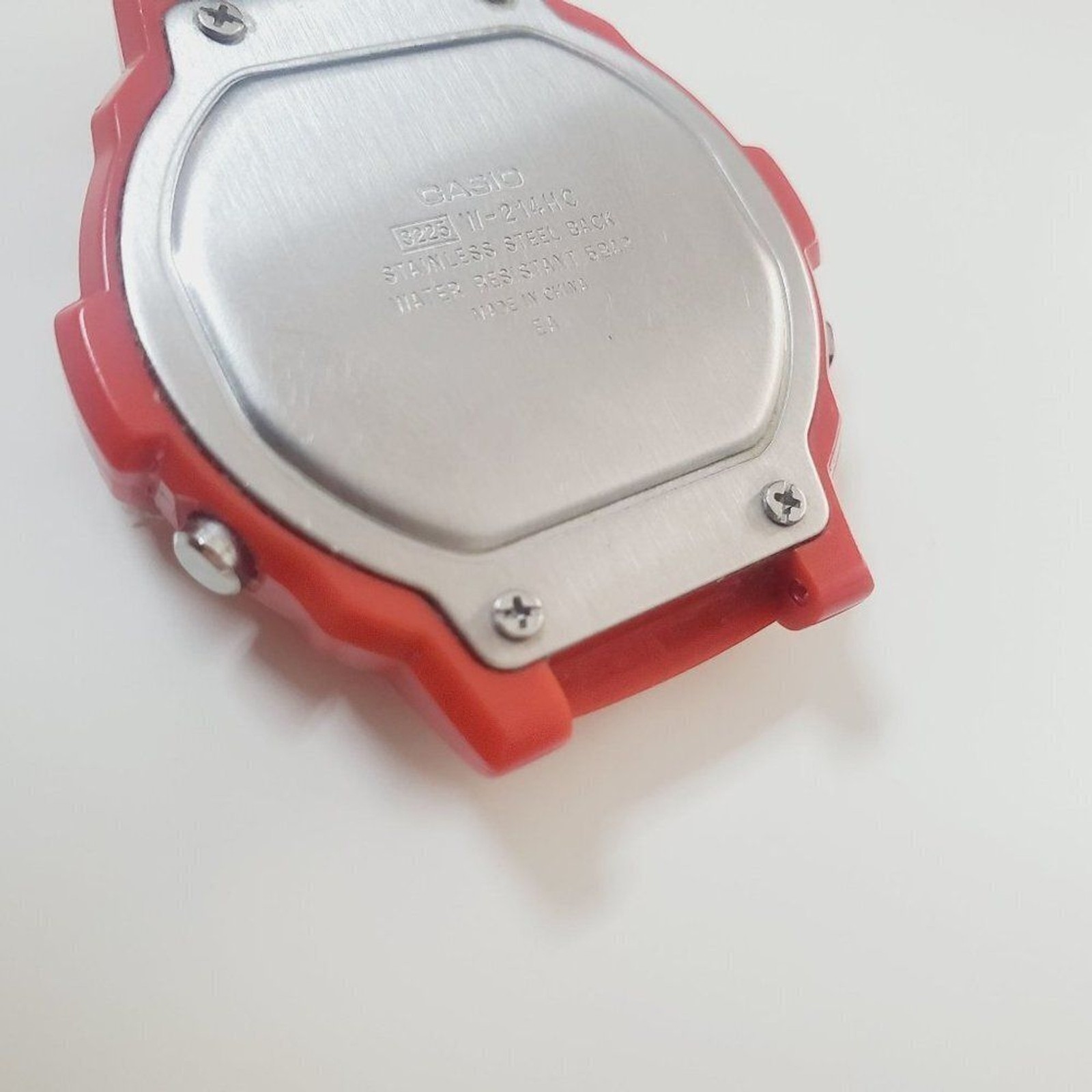 Casio Illuminator 3225 W-214HC Mens Digital Watch Red For Parts USE