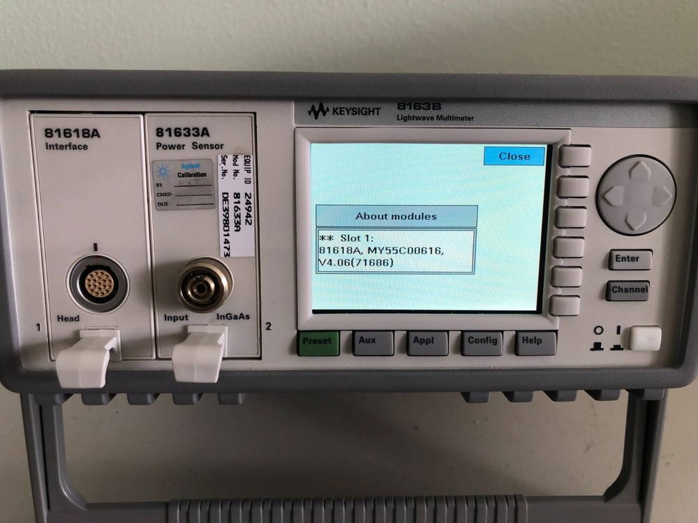 Keysight 8163B Lightwave Multimeter Mainframe+Interface81618A+power sensor81633A