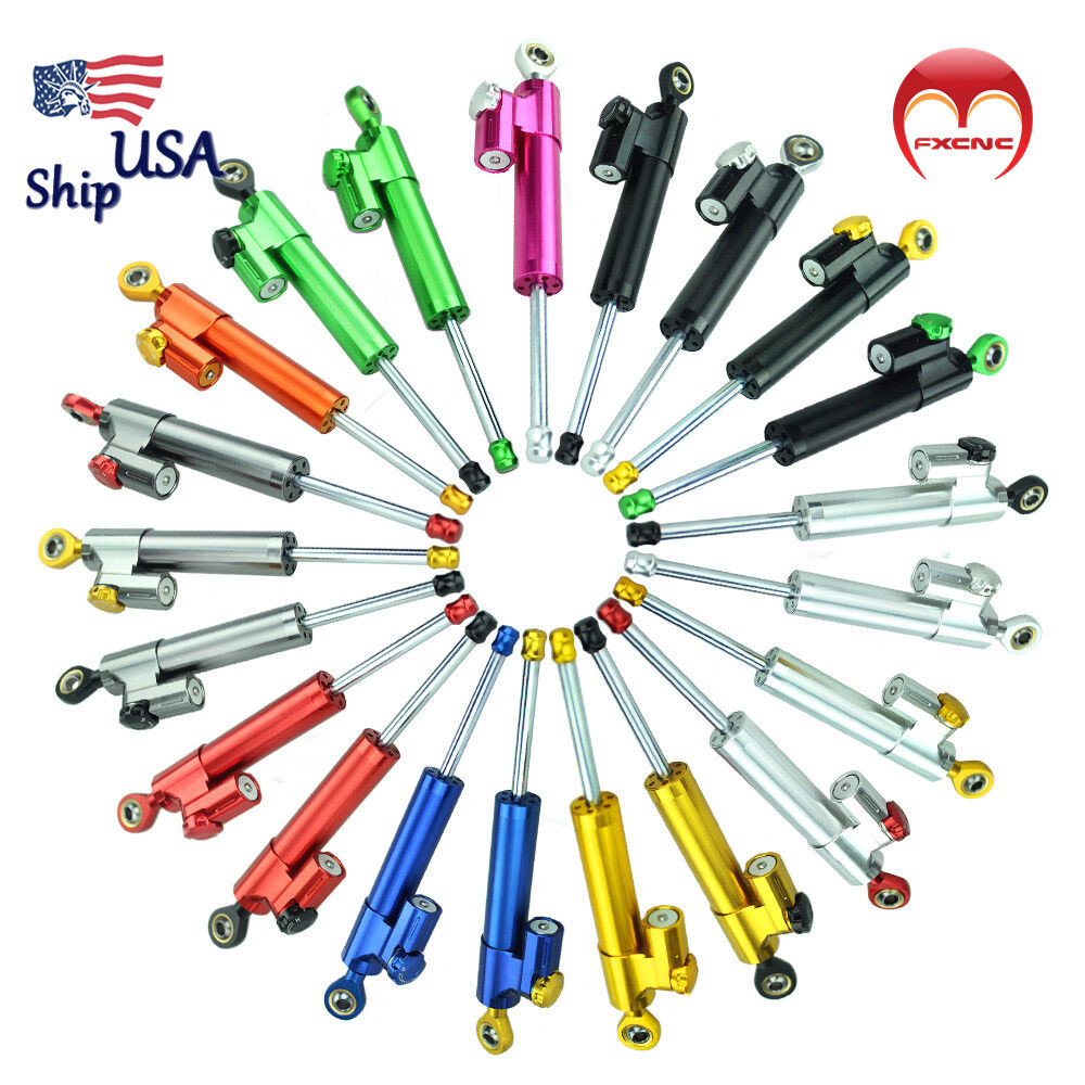 Adjustable CNC Steering Damper Stabilizer Linear Shock Aluminum Motorcycle Red