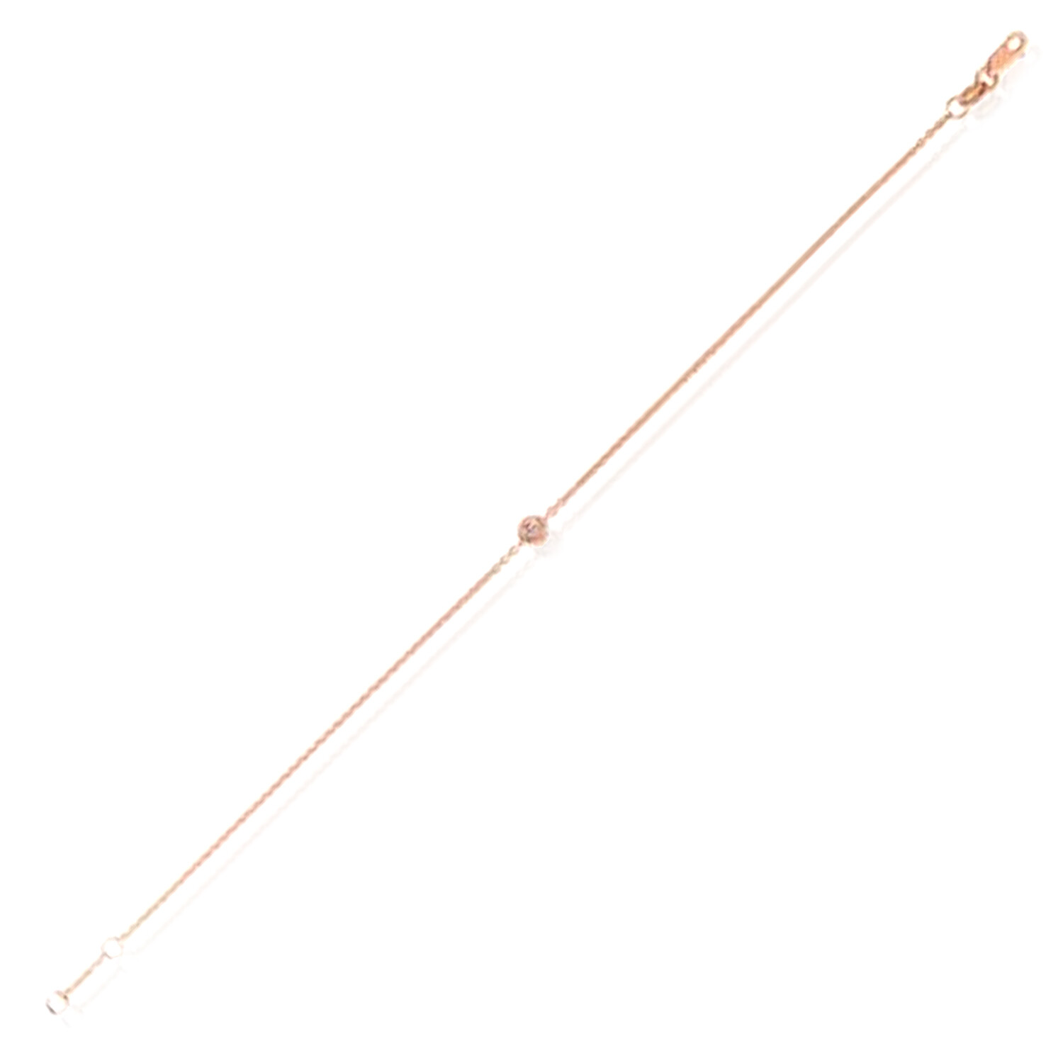 Natural Diamond 14K Gold Yellow White Rose Solitaire Cable Bracelet 6.5-7" Adjus