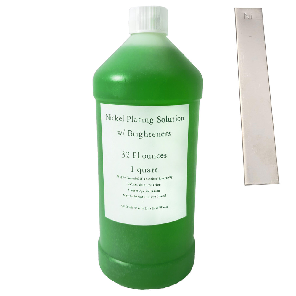 Bright Nickel Plating Solution 1 Quart with Anode, Electroplating, 32oz