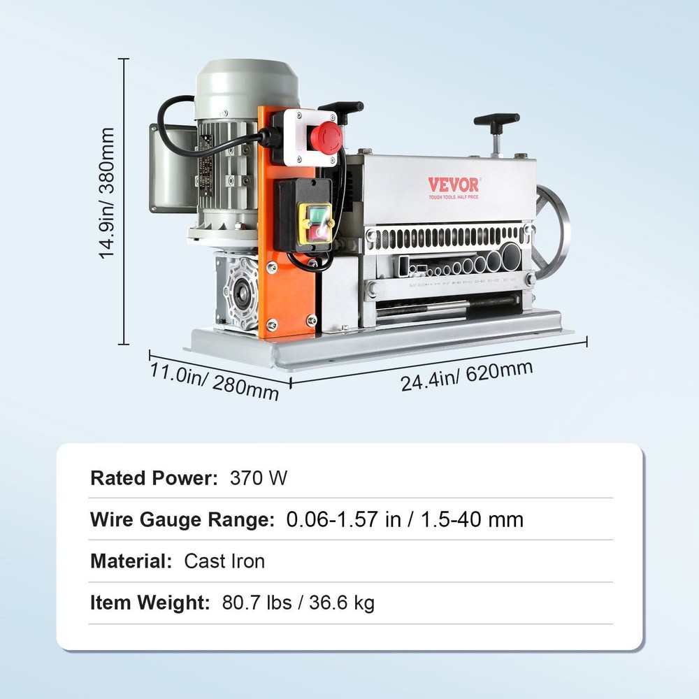 Automatic Wire Stripping Machine 0.06-1.42" 370W w/ 11 Channels Cable Stripper