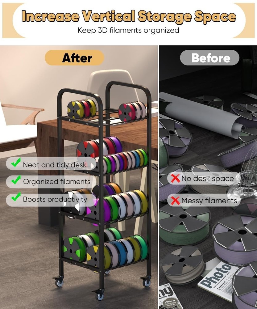 3D Printer Filament Storage Rack 4-Tier 3D Printer Stand with Storage