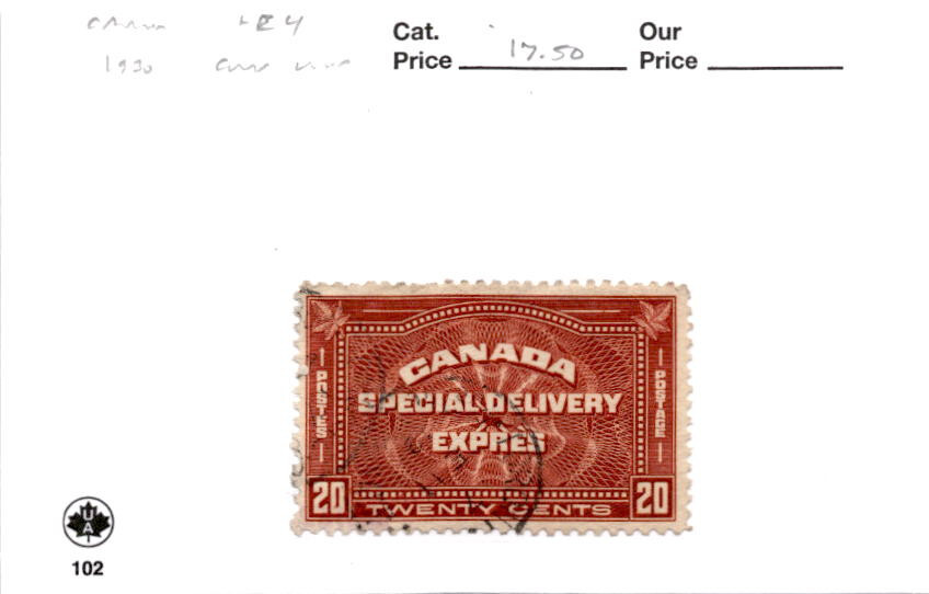 Canada, Postage Stamp, #E4 Used, 1930 Special Delivery (AH)