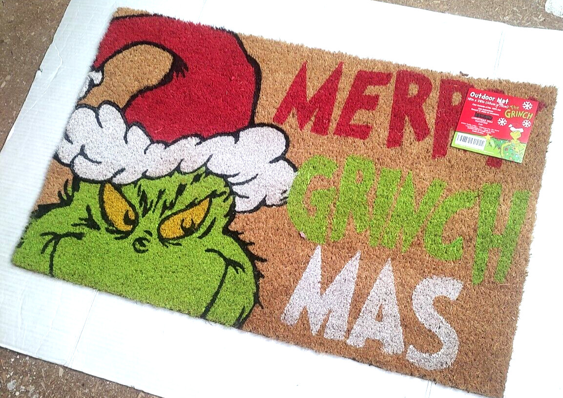 Christmas The Grinch 18"x28" Coir "Merry Grinch Mas In/Out Door Mat New