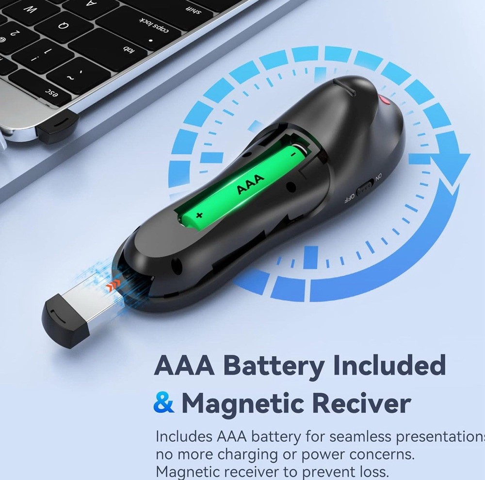 Presentation Clicker PowerPoint Wireless Presenter Remote: USB Type C Rechargeab