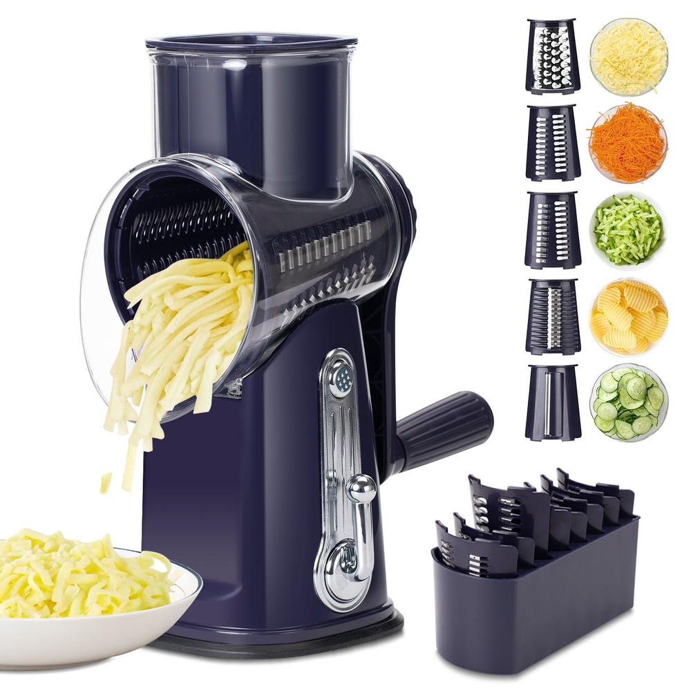 Vegetable & Fruit Chopper: 5-Cylinder Kitchen Dicer & Slicer Roller Cutter