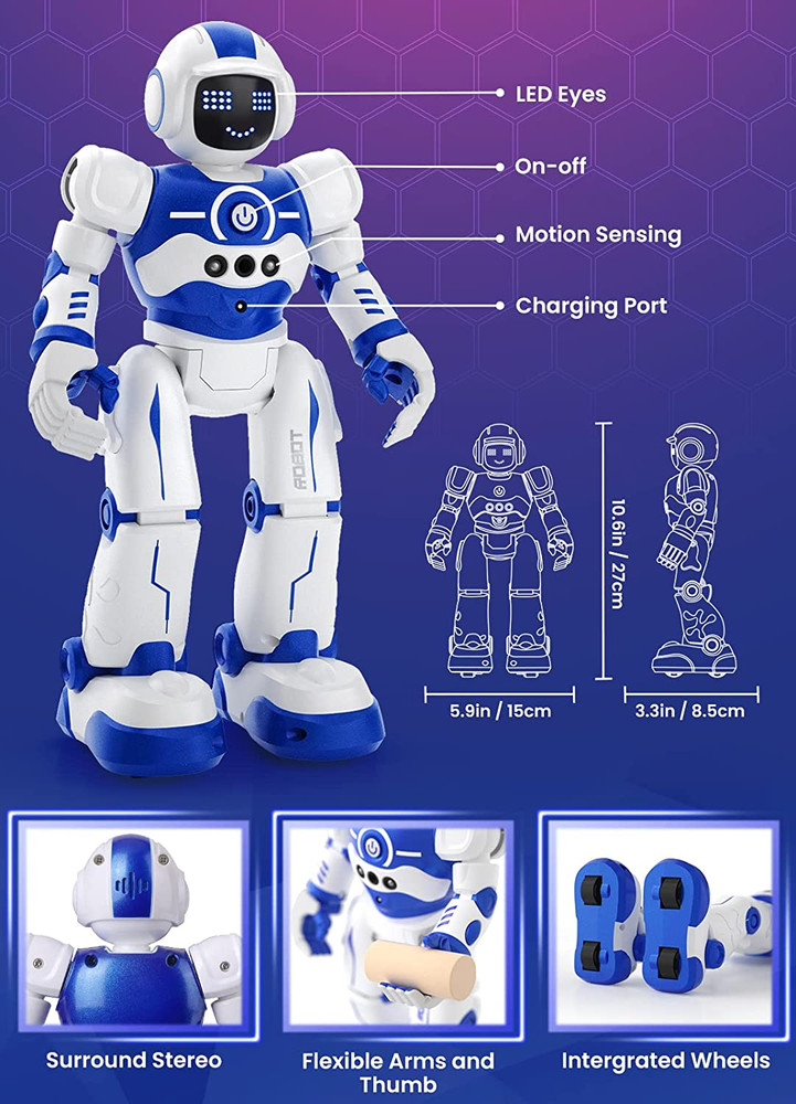 Programmable Remote Control Smart Walk Dance Robot Toy Gesture Sensing for Kids