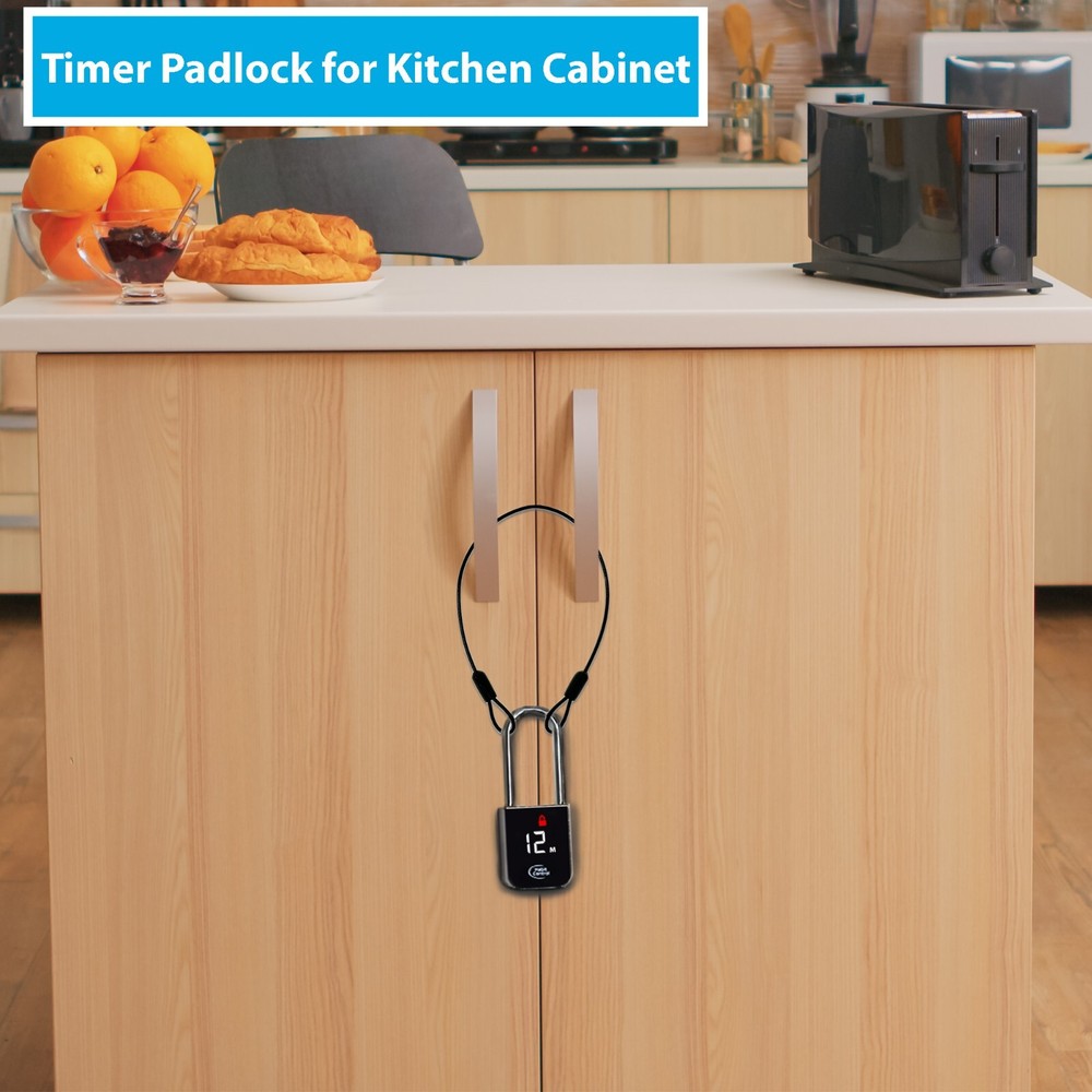 Habit Control Time Lock, Timed Locker Padlock, Pad Lock with Timer & Steel Cable