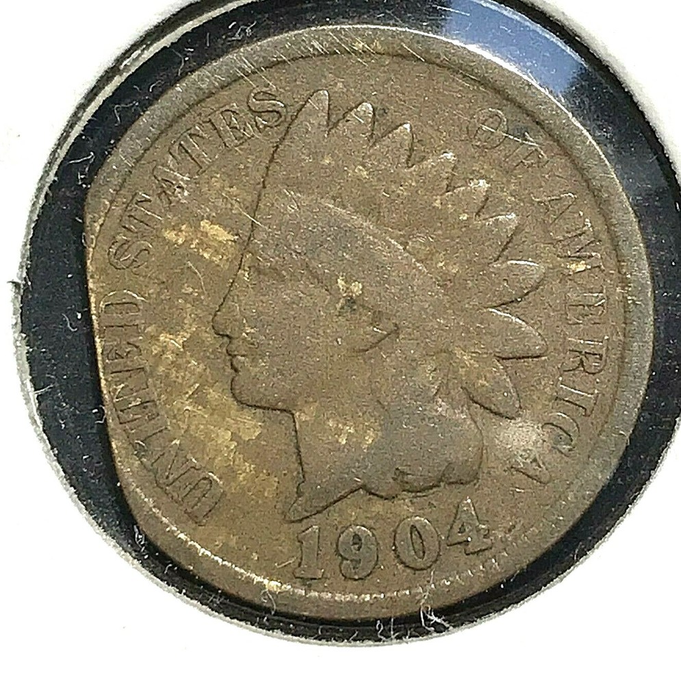 1904 Indian Cent 5% Straight Clip Error VG CHRC