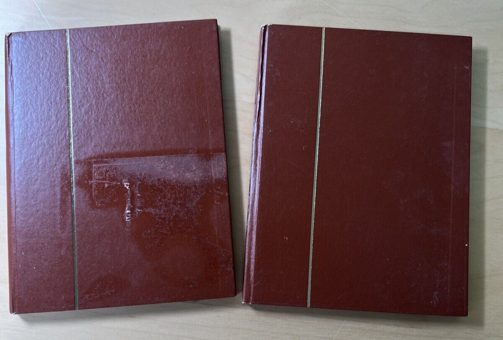 2 Stamp Collectors Small/Medium Hardcover Album Binder 7"x5" Brown w/Gold Trim