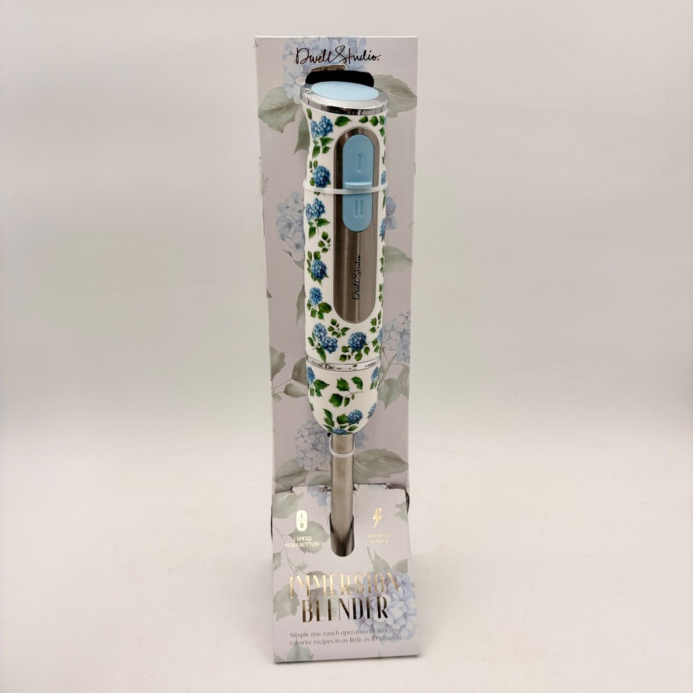 Dwell Studio Immersion Blender 2-Speed Blue Hydrangea Floral Immersion Blender