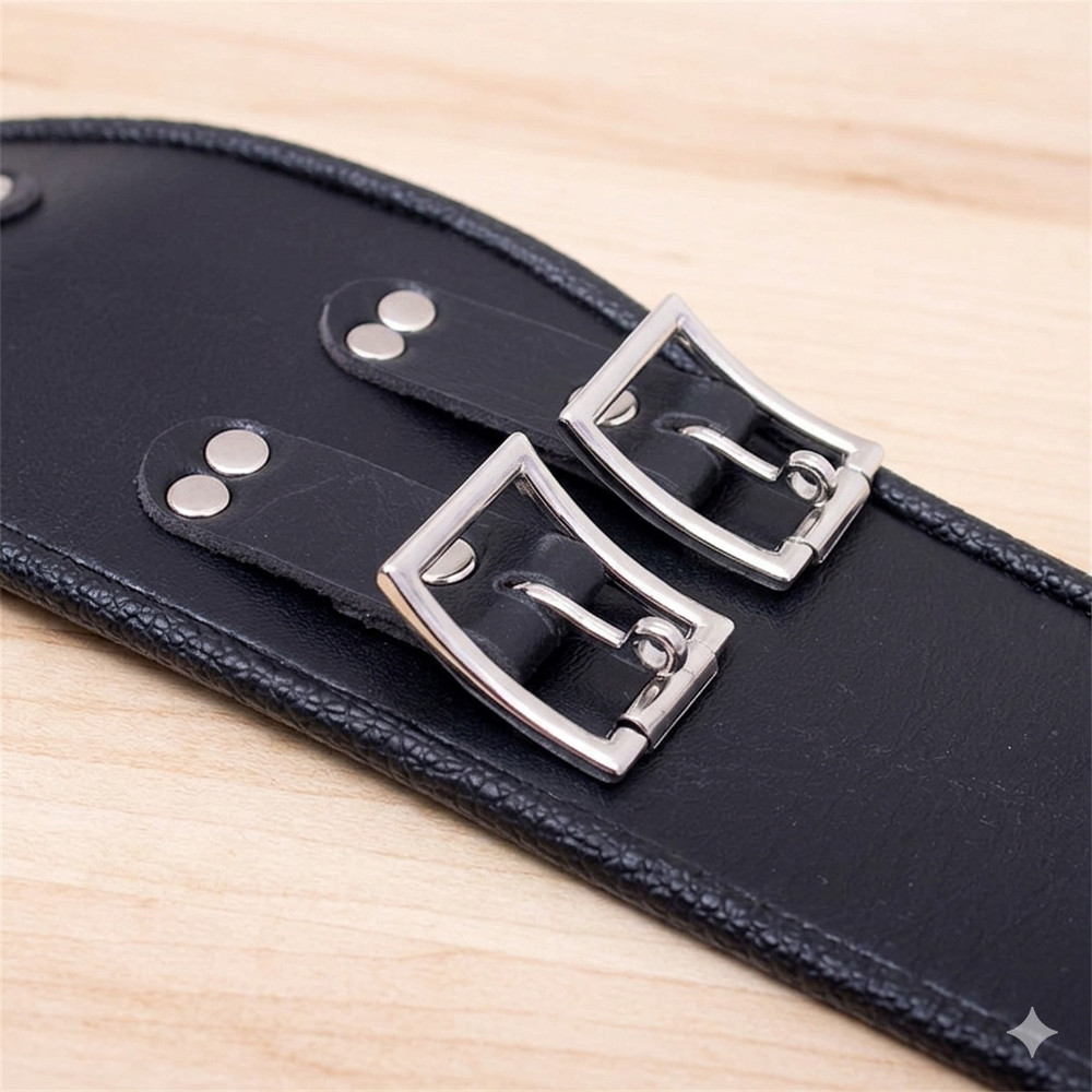 Leather Neck Collar Locking Adjustable Posture Training Corset Style