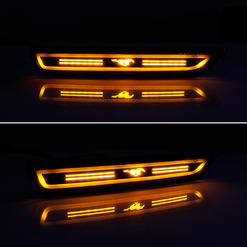 Smoked LED Front Amber & Rear Red Side Marker Lights For 2010-2014 Ford Mustang