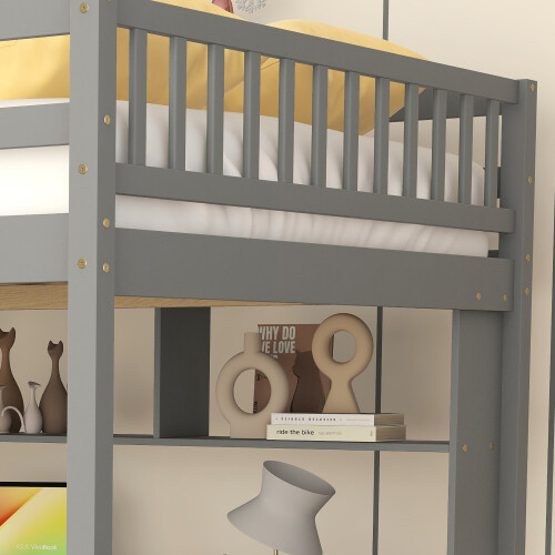 Full Size Loft Bed with Desk & Storage Staircases Full Size Loft Bunk Bed Frames