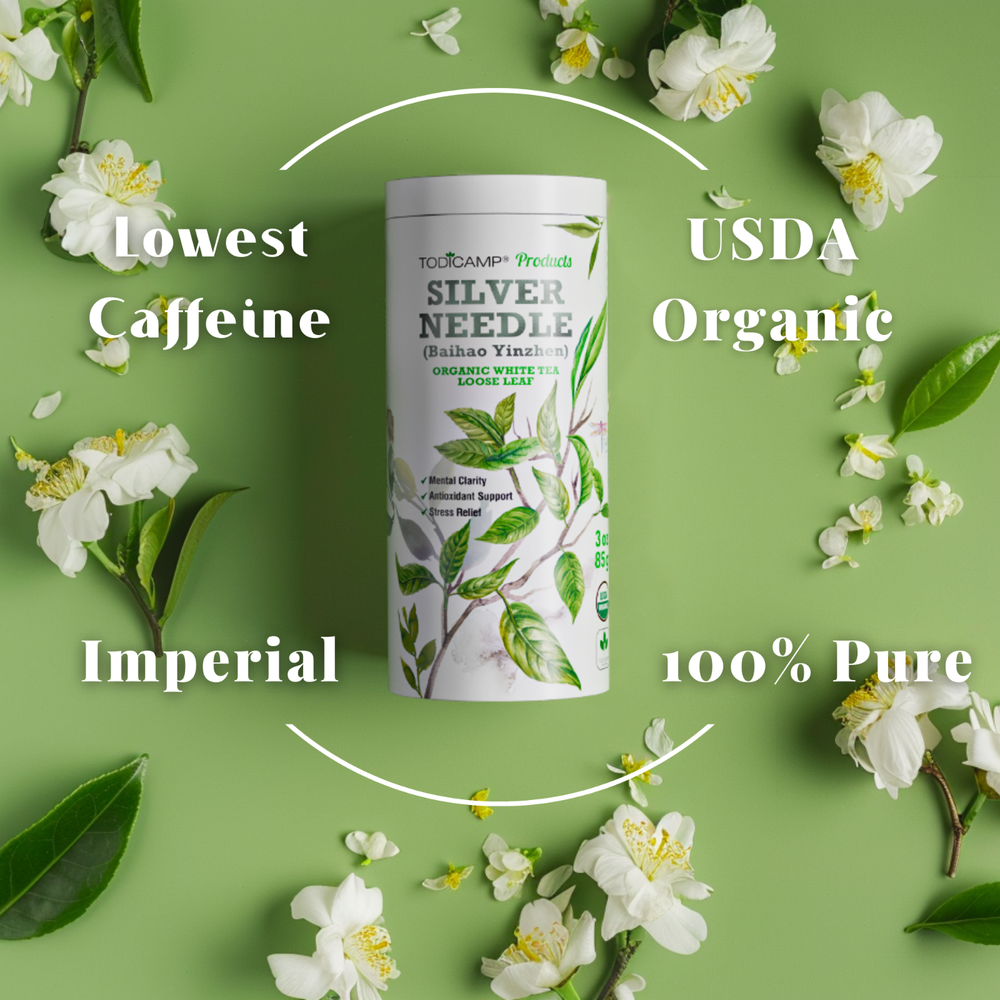 TODICAMP White Tea Organic Silver Needle Tea - 3 Oz