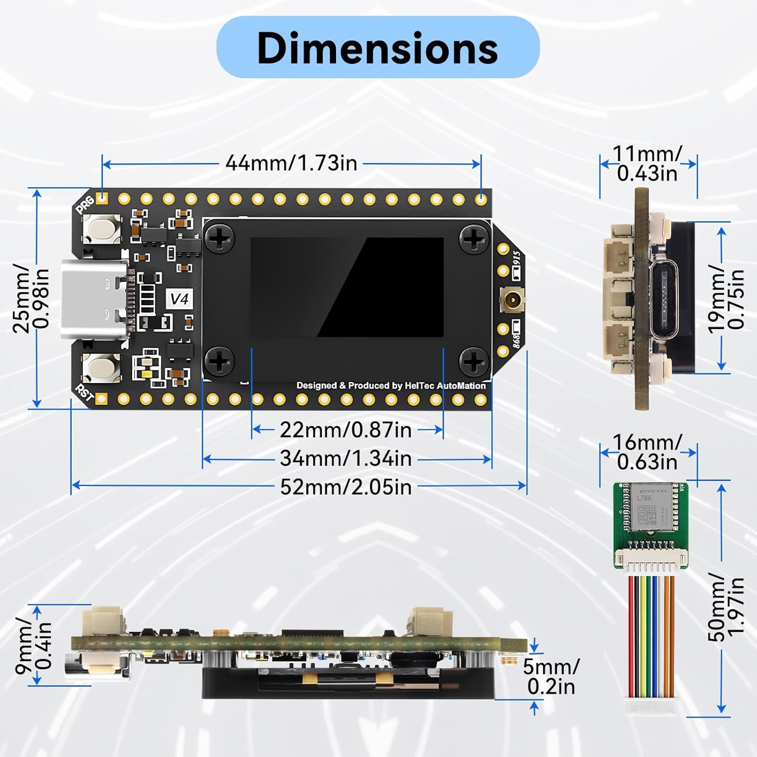 Heltec ESP32 LoRa V4 OLED Dev Board+ 915MHz Antenna+GPS Module for Meshtastic