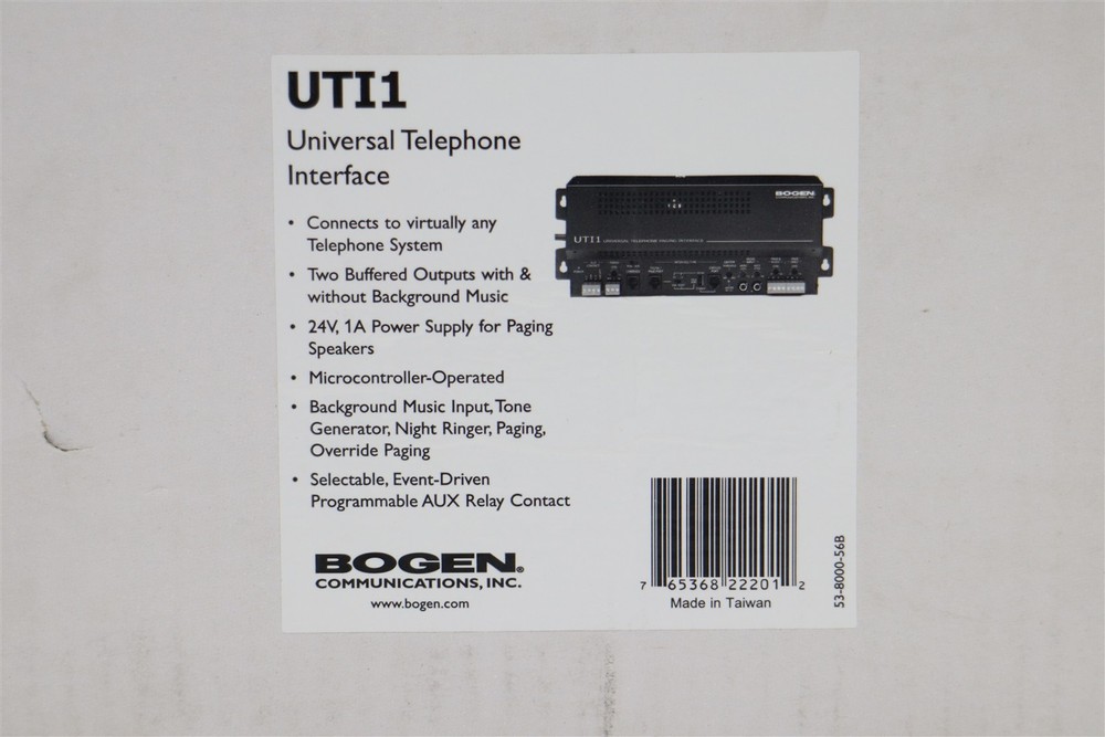 NEW Bogen Communications UTI1 Universal Telephone Paging Zone Systems Interface