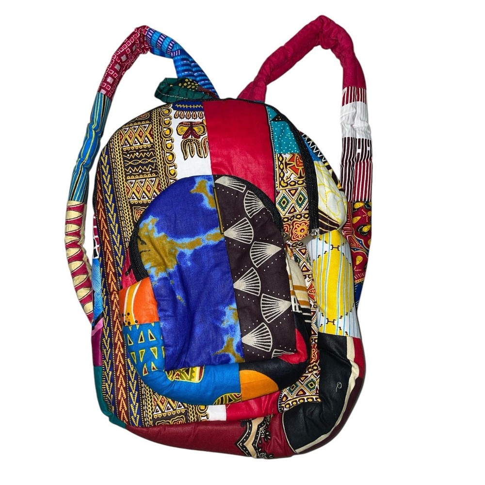 African Mixed Print Quilted Mini Backpack