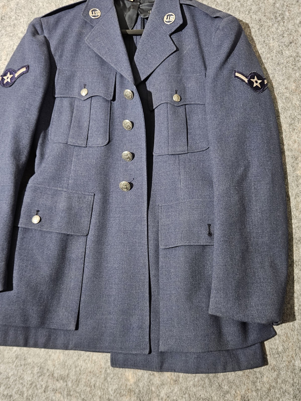 Vintage US Air Force Military Uniform Jacket 37R USAF Blue Wool