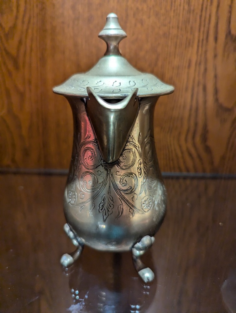 Vintage Small Silver Syrup Pitcher Marked India